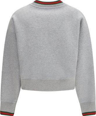Gucci Womens Sweatshirt Web Cotton Jersey Grey Melange Knitwear Sweater