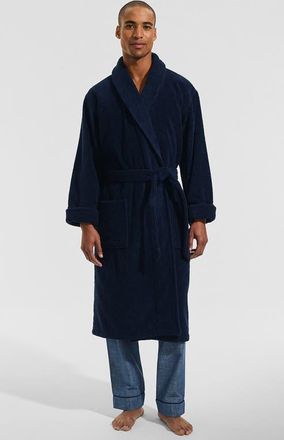 Lands End Calf Length Turkish Terry Robe in Radiant Navy at Nordstrom, Size Small