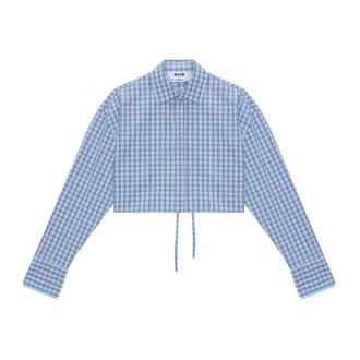 Msgm Shirts, female, Blue, Size: S Swimwear