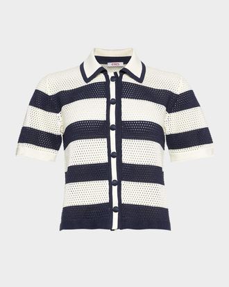 Eres Mouette Striped Openwork Knit Top