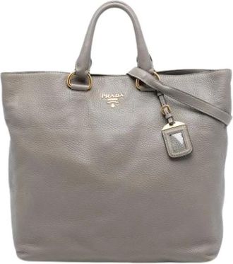 Prada Pre-owned Tote Bags, female, Gray, Size: ONE SIZE Pre-owned Leather Satchel
