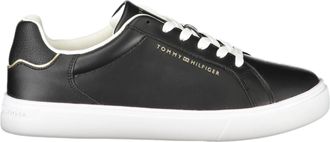 Tommy Hilfiger Womens Essential Leather Court Trainers, Black (Black), 3,5