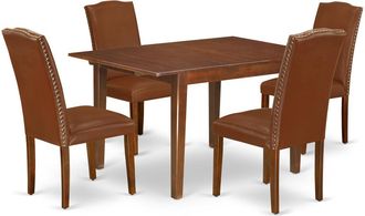 East West Furniture Dining Room Set Mahogany, MLEN5-MAH-66
