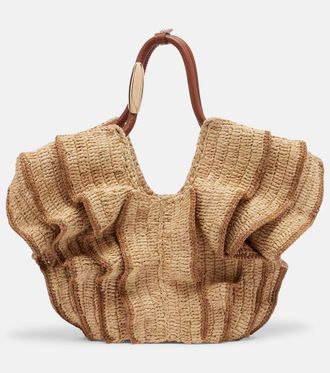 Zimmermann Goldentime Small raffia shoulder bag