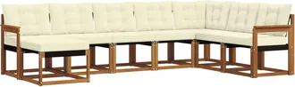 vidaXL Conjunto De Sof&aacute;s De Exterior 8 Uds. Natural Y Crema Vidaxl