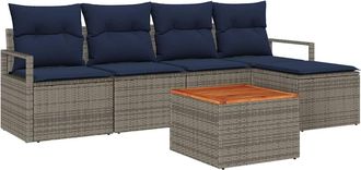vidaXL Conjunto De Sof&aacute;s De Jard&iacute;n 6 Uds. Gris Rat&aacute;n Sint&eacute;tico Vidaxl
