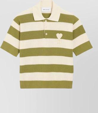 Ami de coeur striped polo shirt embroidery