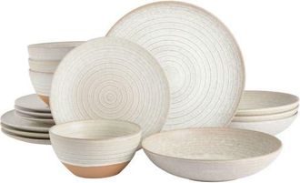 Gibson Home Dreamweaver 16-Piece Double Bowl Dinnerware Set, Service for 4 in Cream at Nordstrom