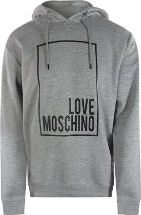 Moschino Mens Love Box Logo Grey Hoodie Cotton - Size X-Large