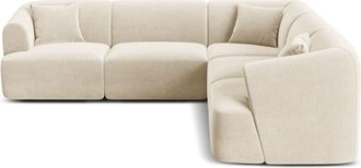 Cosmopolitan Design Sof&aacute; esquinero sim&eacute;trico modular 6 plazas terciopelo beige claro