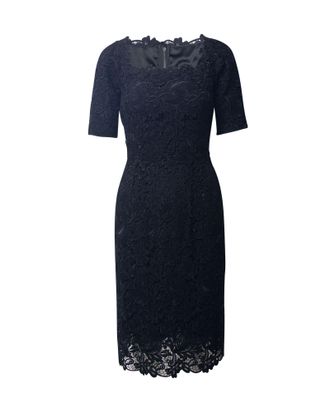 Dolce & Gabbana Dolce & Gabbana kanten jurk met vierkante hals in zwarte viscose