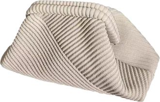 Generic Women Evening Clutch Bag Evening Purse Large Capacity Soft Clutch Handbag Chain Strap Stylish Crossbody Bag Simple Satchel Bag (Beige)