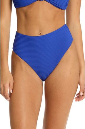 Sea Level Australia Retro High Waist Bikini Bottoms in Cobalt at Nordstrom, Size 12 Us