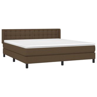 vidaXL Vidaxl - Cama Box Spring Con Colch&oacute;n Tela Marr&oacute;n Oscuro 180x200 Cm