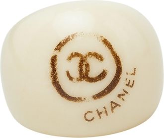 Chanel Ivory Plastic Band Ring (Pre-Owned)