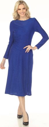 Joseph Ribkoff Shimmery Ruched Midi Fit & Flare Dress In Royal Sapphire