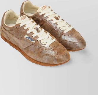 Autry metallic leather low-top sneakers