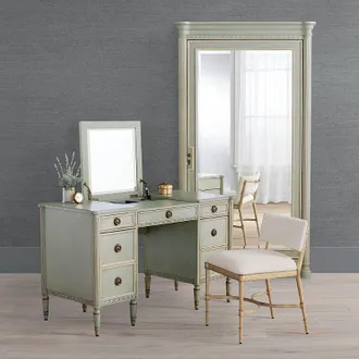 Frontgate Etienne Dressing Room Set in French Patina - Vanity, Stool and Mirror - Frontgate
