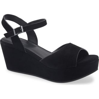 Chocolat Blu Winka Platform Wedge Sandal in Black Suede at Nordstrom, Size 7.5