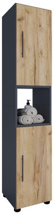 ebuy24 Gabinete De Ba&ntilde;o De Madera Vcm Muebles De Ba&ntilde;o Estante De Ba&ntilde;o De Soporte Gabinete Alto Dimensiones Aprox. Al. 153 X An. 31 X P. 30 Cm - Flandu (antra