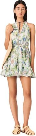 Maje Short Patterned Backless Dress in Postcard Print at Nordstrom, Size 36