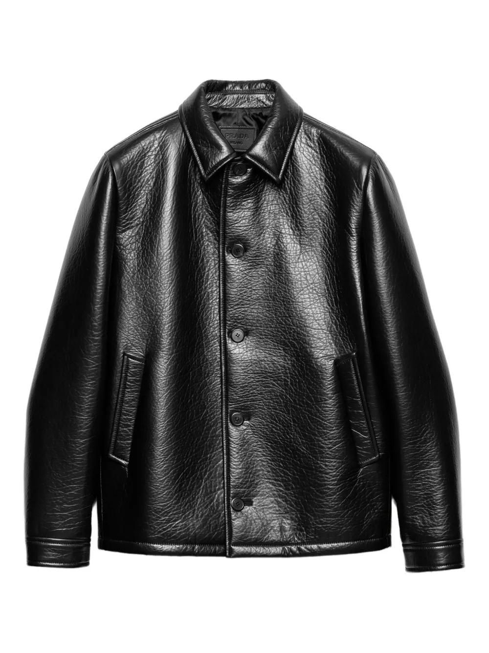 PRADA レザージャケット Black size 42 中古・古着通販】PRADA (プラダ) Black leather jacket