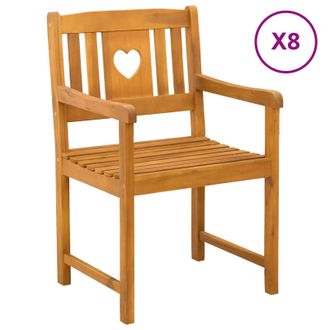 vidaXL Sedie Da Giardino 8 Pz Naturale Legno Di Acacia Massello Vidaxl
