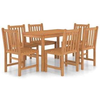 Berkfield Home 7 Piece Garden Dining Set Solid Teak Wood in Brown