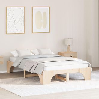 Berkfield Home Bed Frame Natural wood Solid Pine wood 120 x 190 cm in Brown