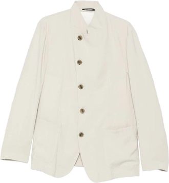 Emporio Armani Button-Pocket Blazer - Heren - Blazers - Beige - M - Leer - Jassen