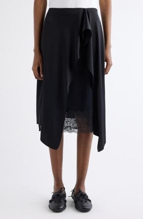 Acne Studios Inouka Layered Satin & Lace Skirt in Black at Nordstrom, Size 10 Us
