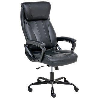Beliani Beliani - Silla Ejecutiva De Oficina Asiento Inclinable Acolchado Grueso Piel Sint&eacute;tica Negra Proud