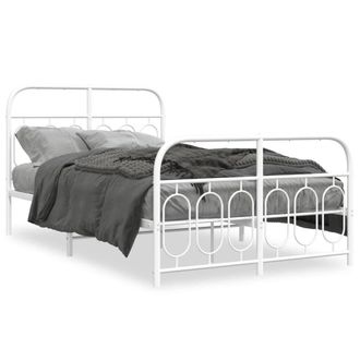 Berkfield Home Metal Bed Frame without Mattress with Footboard White 120x200cm | Size: Small Double