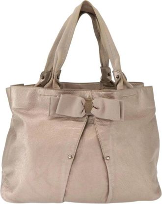 Ferragamo Pre-owned Tote Bags, female, Beige, Size: ONE SIZE Pre-owned Vintage Leather Tote Bag