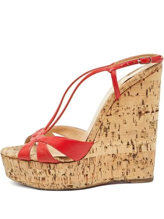 Christian Louboutin 140mm wedge sandals - women - Leather/Leather/Leather - 38.5 - Red