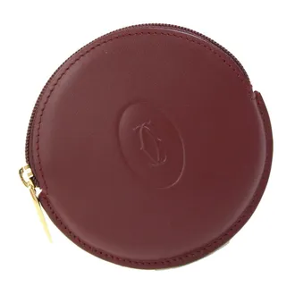 Cartier Bordeaux Leather Coin Purse/Coin Case (Pre-Owned)