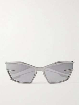 Givenchy Occhiali Da Sole In Metallo Argentato Con Montatura Cat-eye - Argento