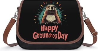 Generic Happy Groundhog Day Small Womens Crossbody Bags Shoulder Handbag with Adjustable Strap for Travel