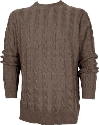 Cashmere Company Cashmere Company, Truien & Vesten, Heren, Bruin, 3Xl, Wol, Pullover met kabelsteek en ronde hals Iu 721 1214