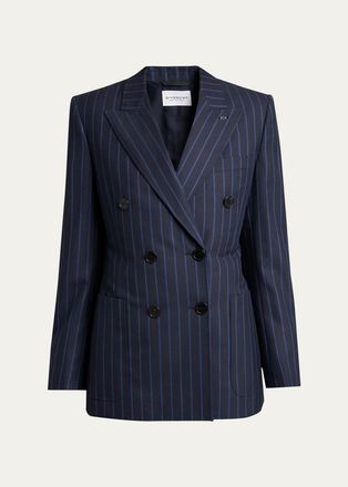 Givenchy Double-Breasted Striped Wool-Cashmere Blazer