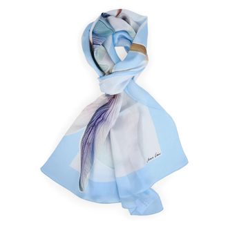 Marc Cain Seidenschal mit Lilienprint - Dames - Zijden sjaals - Blauw - ONE Size - Accessoires
