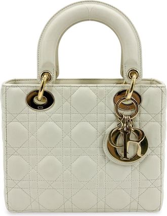 Dior Lady Dior Grained Calfskin Gold Leather Handbag (Pre-Owned)