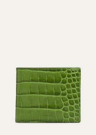 Tom Ford Mens Croc-Effect Leather T-Line Bifold Wallet