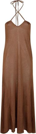 Tom Ford Halterneck Flared Maxi-jurk - Dames - Maxi kleedjes - Bruin - M - Kleedjes