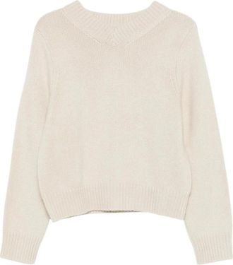 Soft Goat Chunky V-hals - Dames - V-hals truien - Beige - XS - Wol - Truien & Vesten