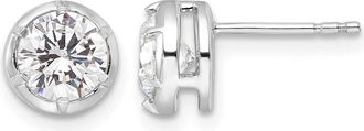 Diamond2Deal 14k White Gold 1 1/2 ct Lab Grown Diamond Solitaire Stud Earrings VS Clarity, D-E Color