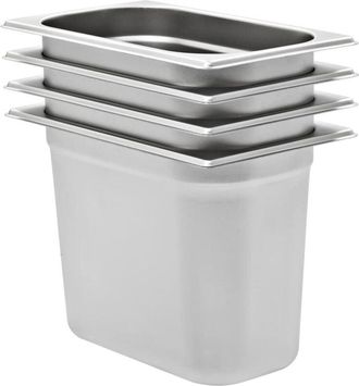 vidaXL vidaXL Contenitori Gastronorm 4 pz GN 1/4 200 mm in Acciaio Inox
