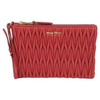 Miu Miu Pre-owned Clutches, female, Red, Size: ONE SIZE Pre-owned Martell Logo Strap Pouch