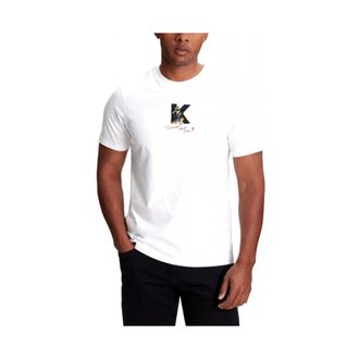Karl Lagerfeld Tops, Heren, Wit, S, Katoen, T-shirt met ronde hals