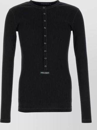 Dolce & Gabbana ribbed slim-fit long-sleeve henley t-shirt